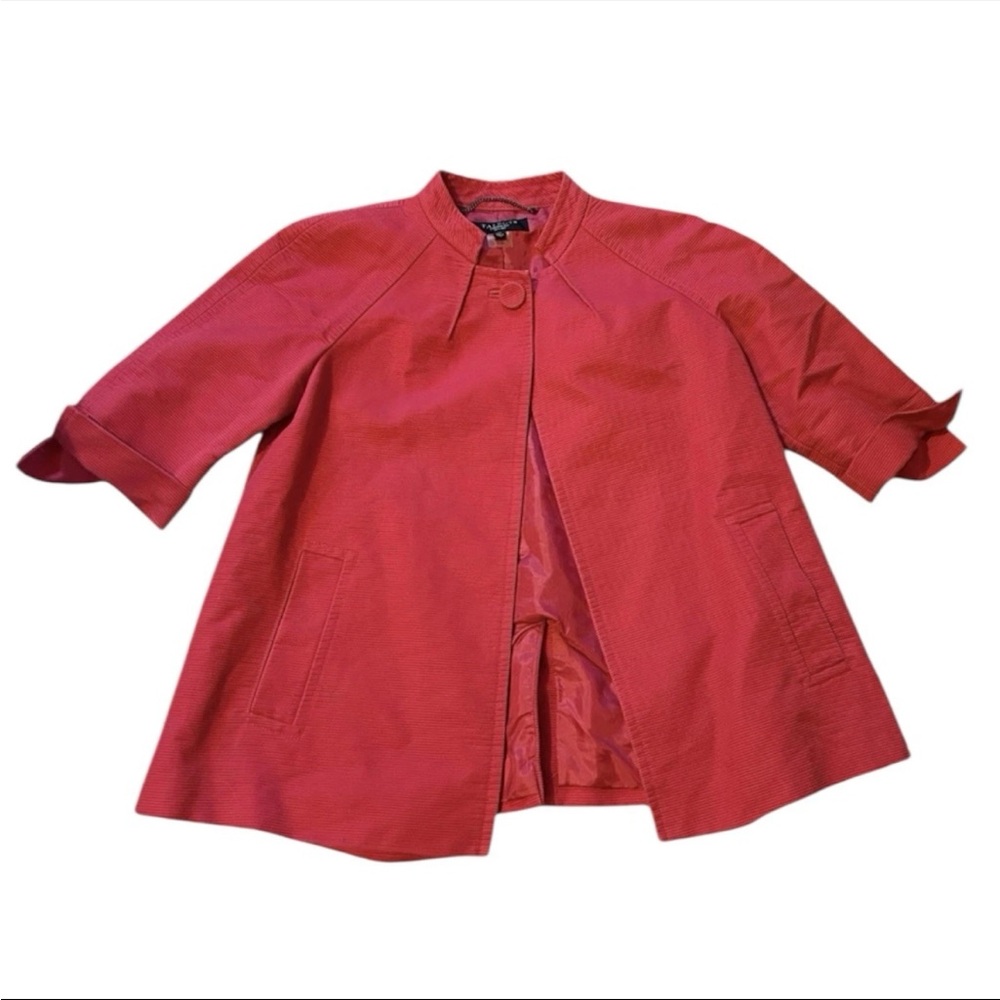 Talbots Preppy Pink Ribbed 3/4 Sleeve Cropped Cape Jacket Size 4P